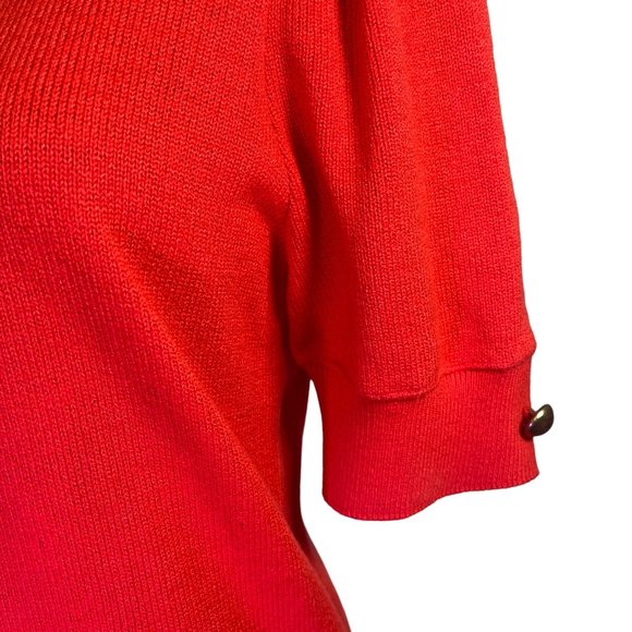 Vintage Schrader Knits Size 12 Red Sweater Dress Gold Buttons - Picture 5 of 8